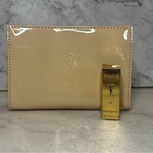 Yves Saint Laurent Beige Patent Pouch & Lipstick